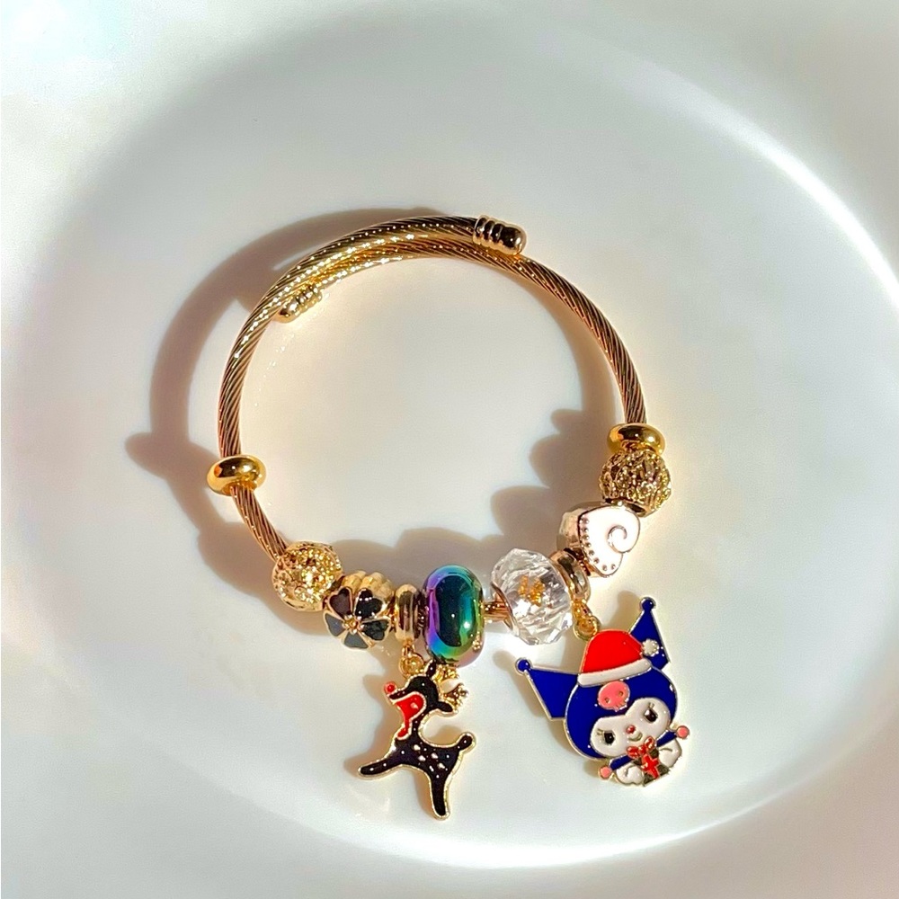 Christmas style bangle 18k gold plated stainless steel